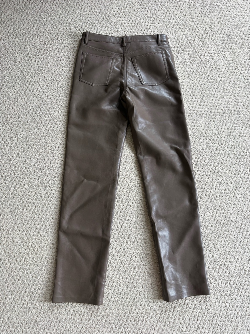 Aritzia Wilfred Taupe Faux Leather Pants
